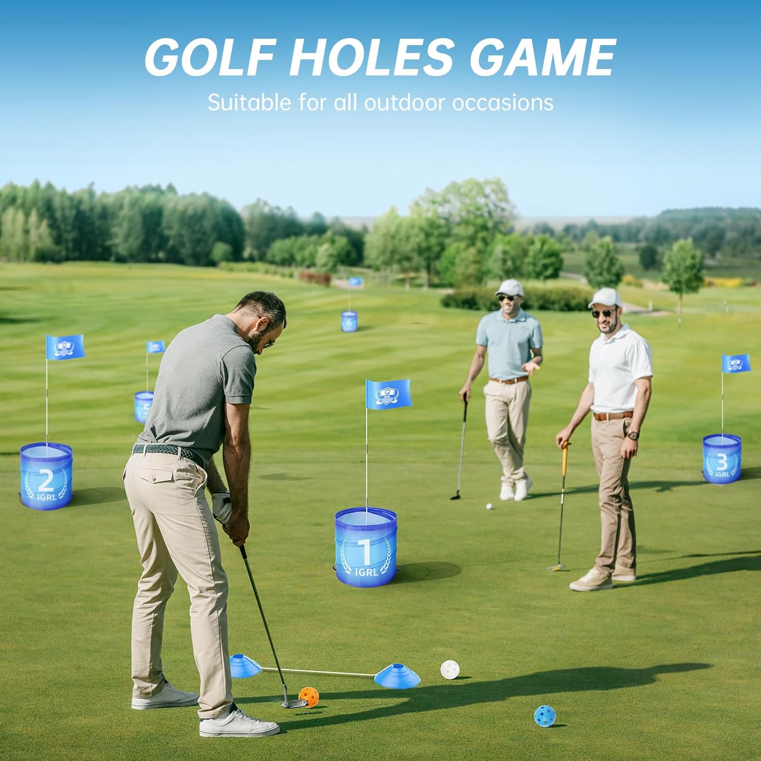 Golf Bucket Yard Game, Backyard Golf Game for Adults and Family, Portable 6 Hole Golf Course with Balls and Flag, Outdoor Indoor Golf Gifts for Lawn, Park, Beach, Yard, Camping and Hotel Golf Bucket Yard Game, Backyard Golf Game for Adults and Family, Portable 6 Hole Golf Course with Balls and Flag, Outdoor Indoor Golf Gifts for Lawn, Park, Beach, Yard, Camping and Hotel